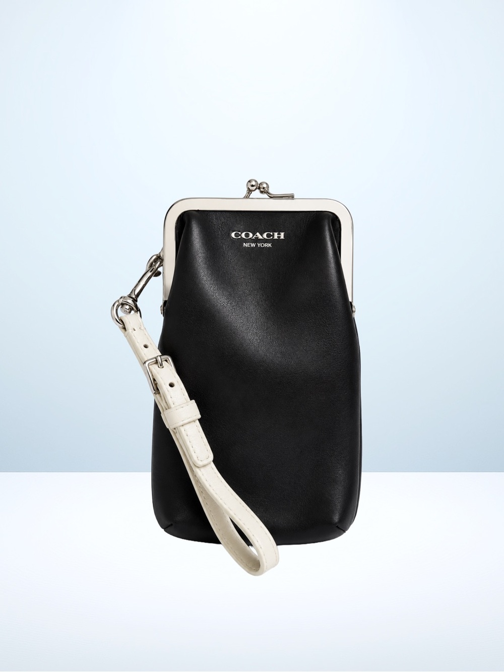 COACH Kisslock Universal Case with Buckle Strap - Black/White